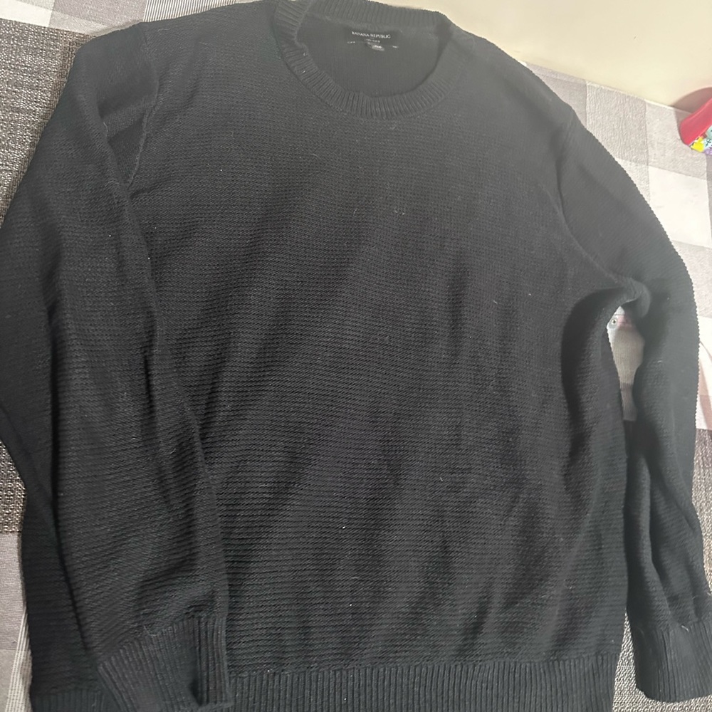 Banana republic black linen cotton blend sweater men’s sz large